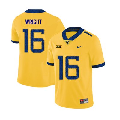 Men's West Virginia Mountaineers NCAA #16 Winston Wright Yellow Authentic Nike 2019 Stitched College Football Jersey CY15T75VE